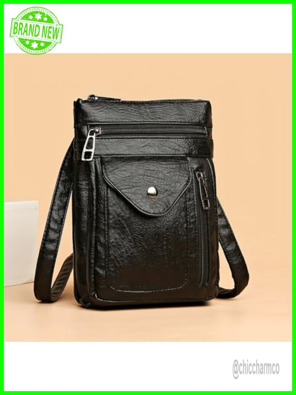 Soft PU Leather Crossbody Bag Vintage Mini Cell Phone Purse